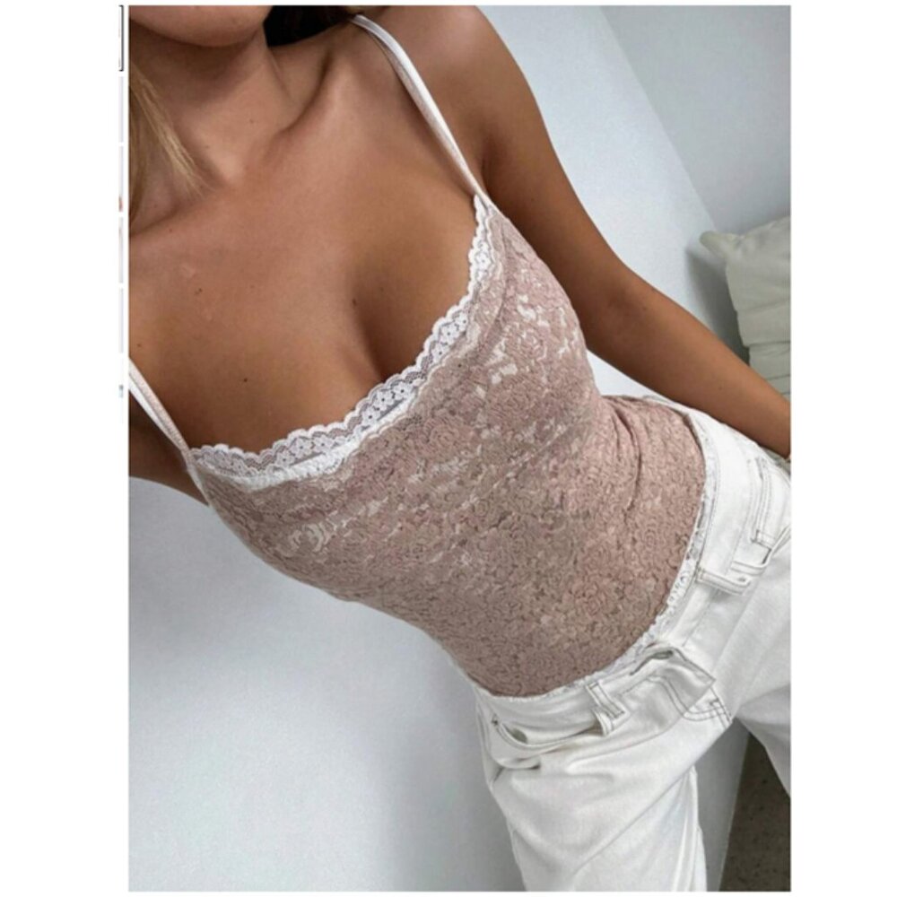 Crochet Lace Overlay Layered Cami
